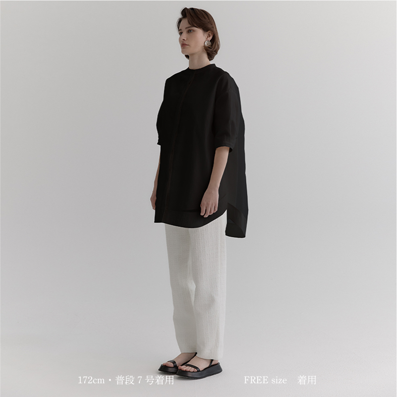 YONFA / オーガンジーダブルシャツ (black)
