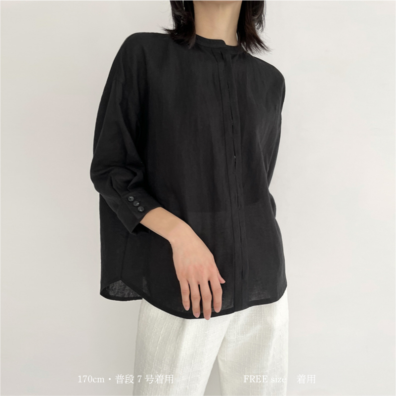 YONFA / シアーリネンシャツ (black)