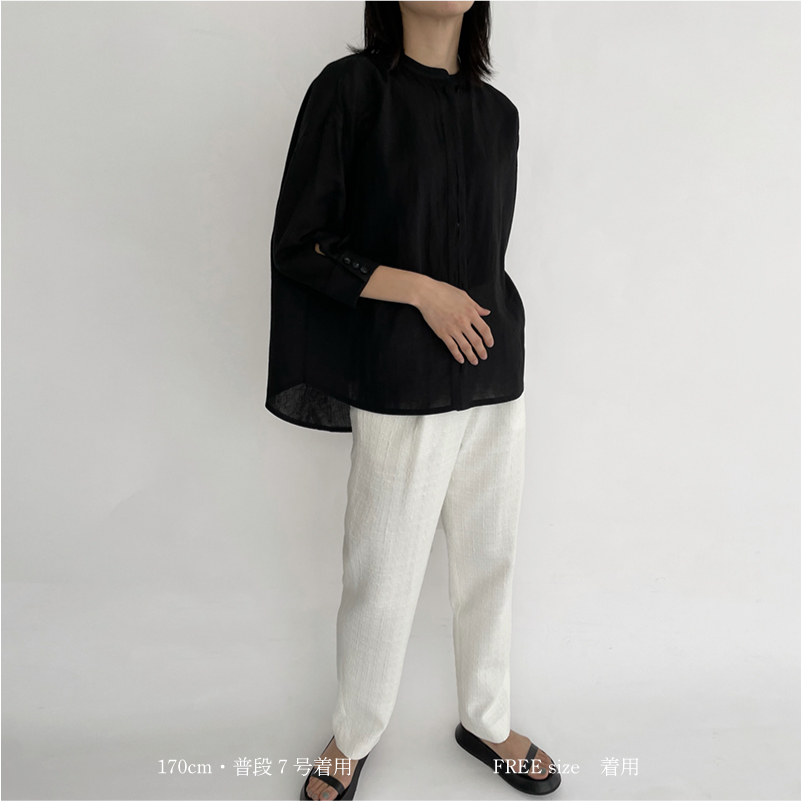 YONFA / シアーリネンシャツ (black)