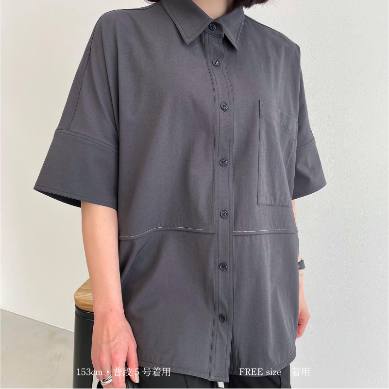 yonfaルージーハーフシャツ - シャツ/ブラウス(半袖/袖なし)