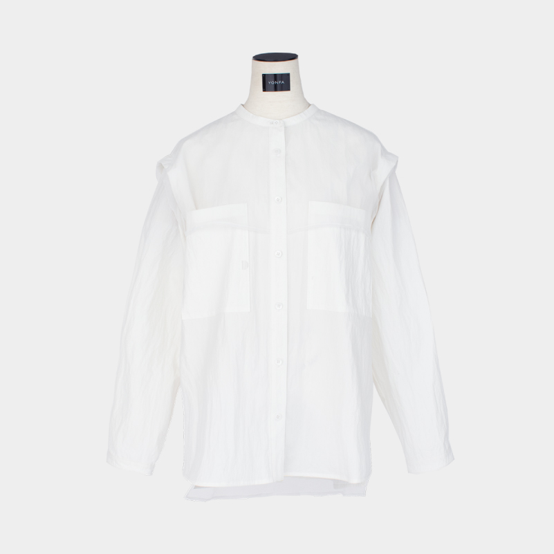 YONFA / オーガンジーダブルポケットシャツ (white)