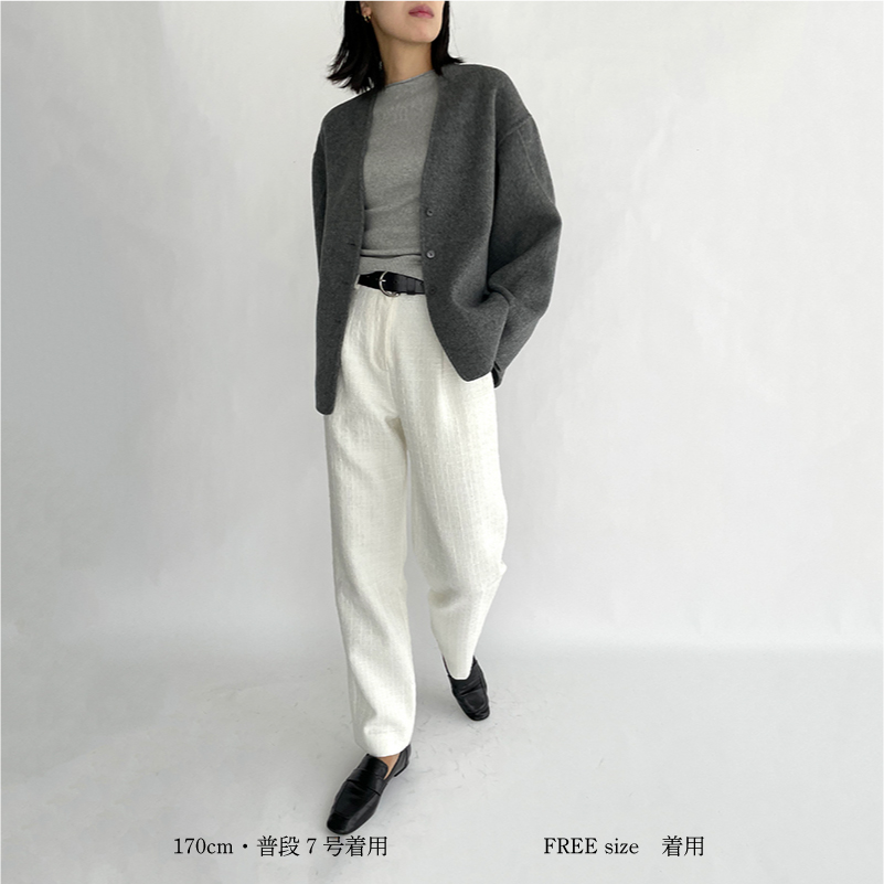 yonfa Vネックウールカシミヤコート（gray）素材 - その他