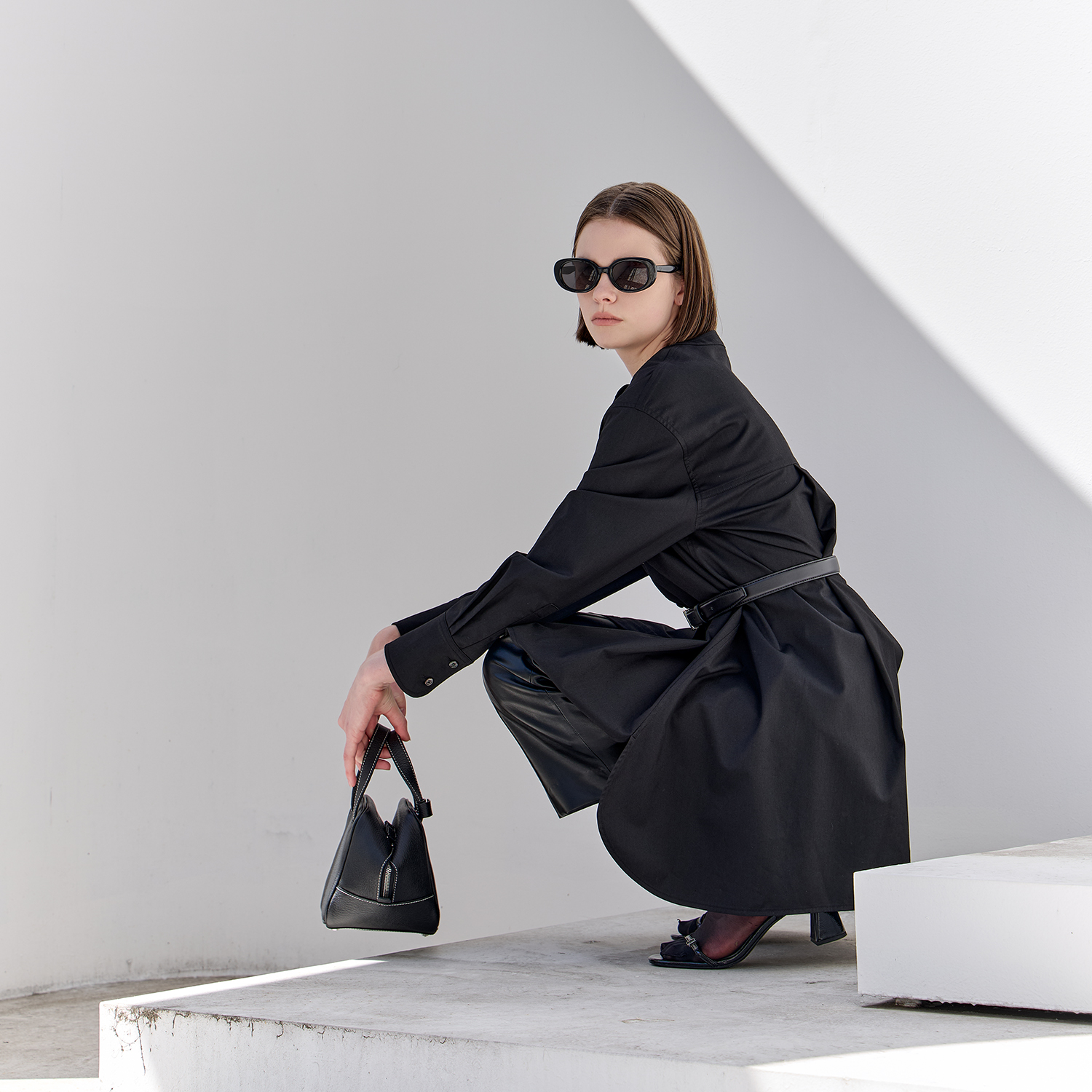 YONFA / ラッフルポケットシャツ (black)