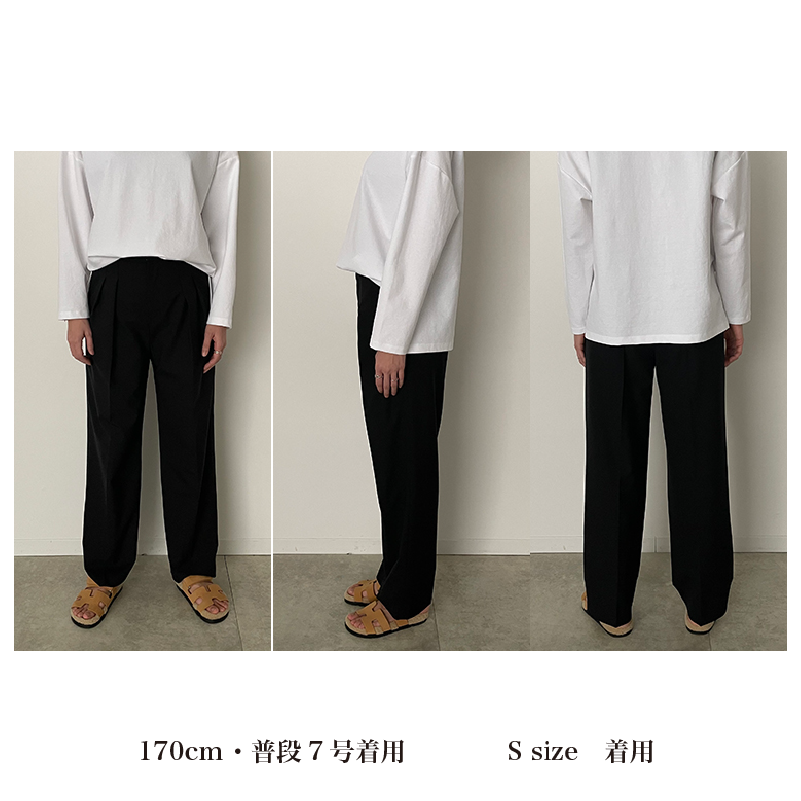 YONFA / 【sample sale】タックワイドパンツ (black)