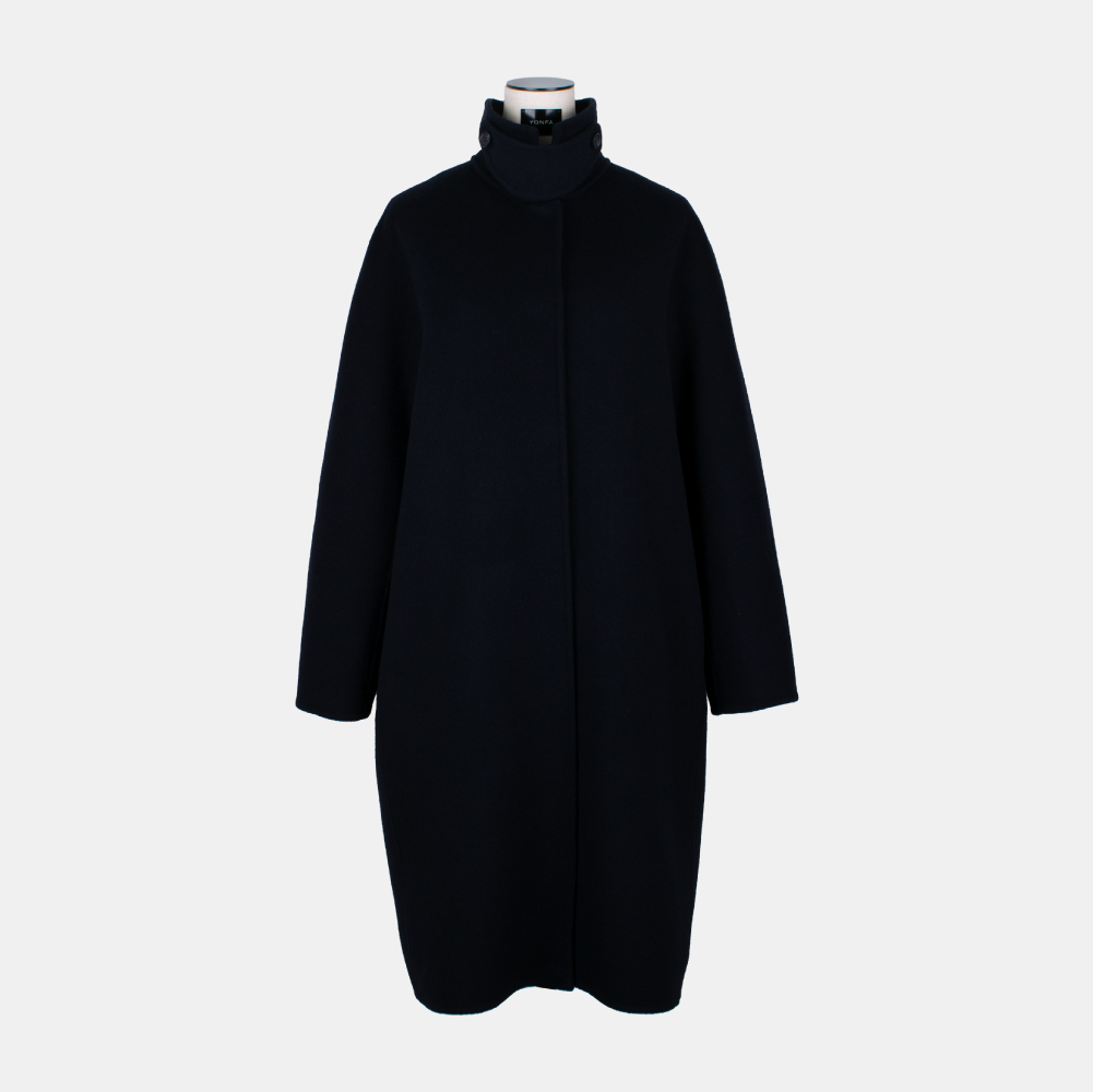 カシミヤ混【YONFA】ドルマンリバーコート ネイビー カシミヤ混【YONFA】ドルマンリバーコート ネイビー