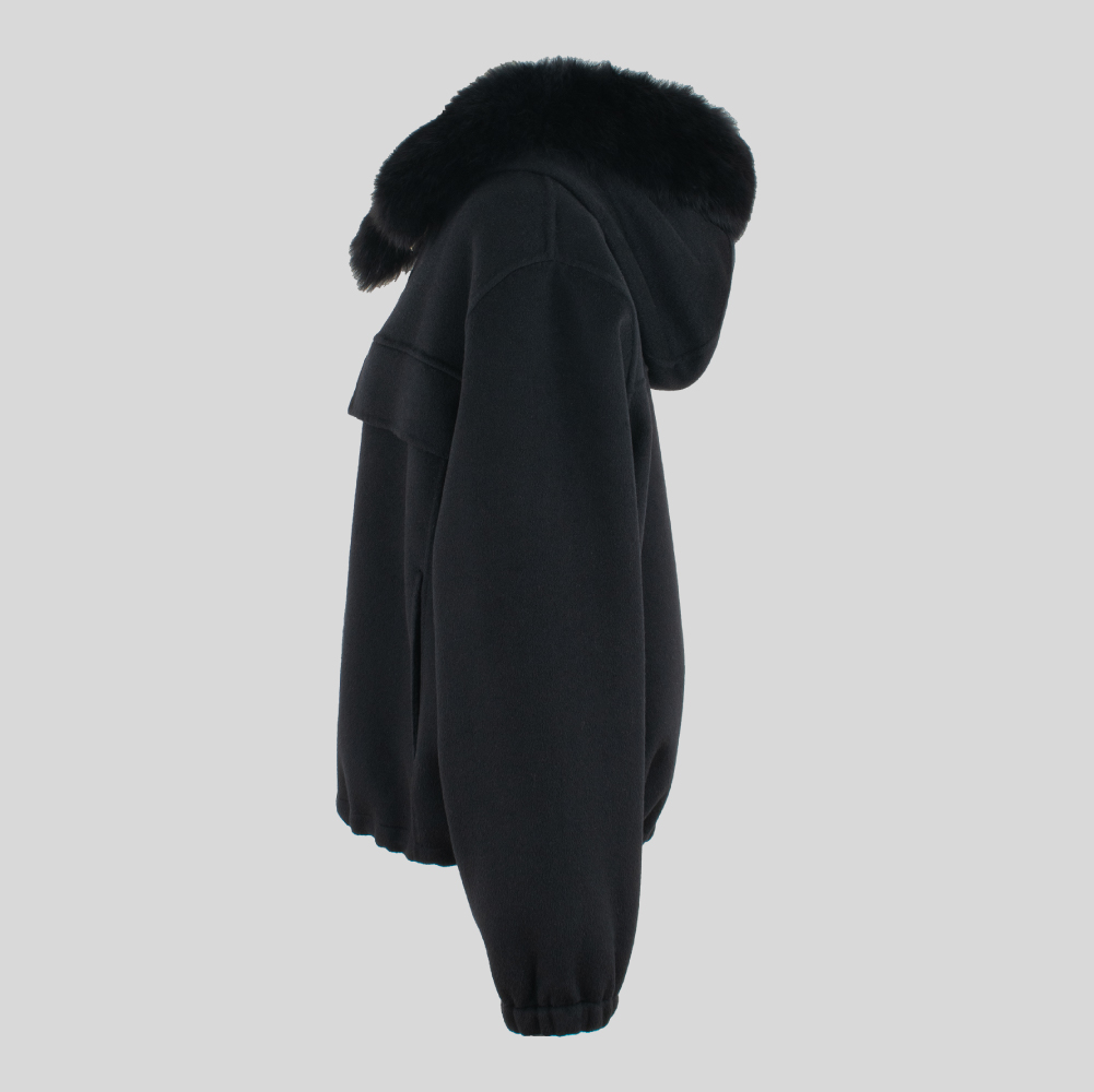 YONFA / 【SAMPLE SALE】ウールカシミヤフードコート (black)